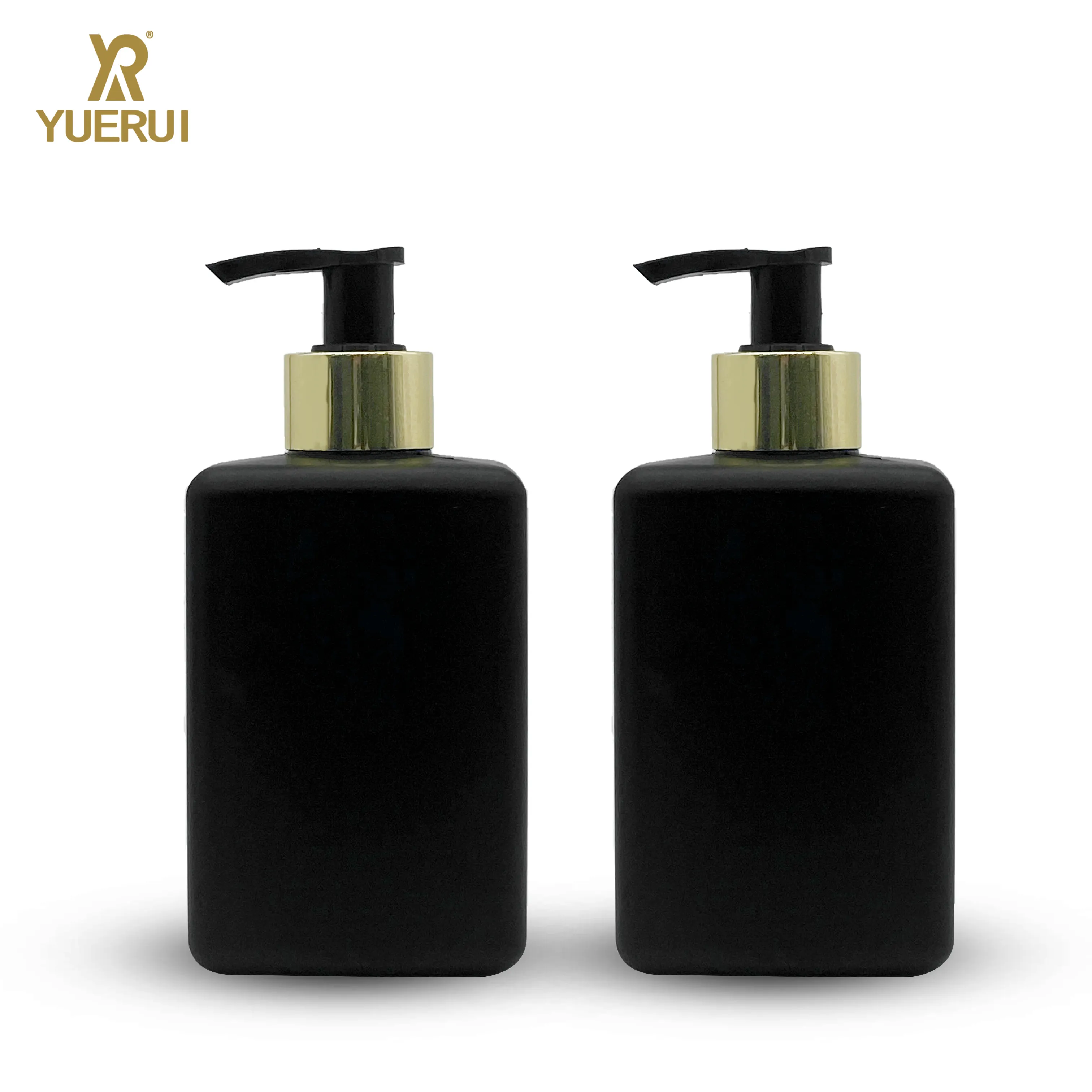 High Quality 300ML Hdpe Black Square Custom Pump Bottle For Men Shampoo Lotion Face Wash