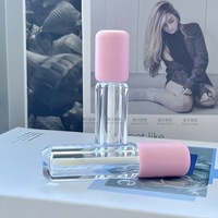 Échantillon personnalisé rond en plastique transparent 3,5 ml, finition miroir mat, matériaux d'emballage cosmétique pour gloss à lèvres