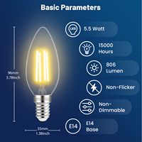 Prix usine classe D 220V pas de scintillement E14 E27 Base bougie ampoule 5.5W 806LM LED clair opale ambre verre ampoule pour résidentiel