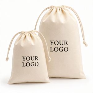 Bolsa de Algodón Reutilizable con Cordón, Logotipo Personalizado Impreso, Bolsa Ecológica Suave para Regalos, Joyería y Cosméticos - Product Image 1