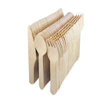 100% ensemble de couverts en bois de bouleau biodégradable écologique couverts en bois jetables cuillère en bois fourchette couteau pour Camping fête pique-nique