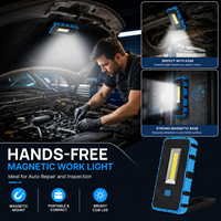 LED-Arbeitsleuchte 800LM Wiederaufladbare Magnetische COB-Arbeitslampe USB-C Tragbare Taschenlampe mit Haken für Mechaniker Autoreparatur Garage