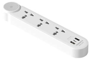 New Arrival WISH Extension Cord PP Fire-Resistant 3 Outlets <b>Socket</b> 10A 2000W <b>Universal</b> Power Strip with 2 USB 1 Type C - Product Image 2