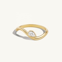 Bague LYBURCHI en alliage de laiton plaqué or 14K/18K avec pierre en forme de goutte d'eau CZ, empilable, motif vague, bijoux fantaisie pour femme, vente en gros