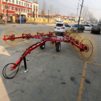 Promotion : Machine à gratter l'herbe agricole, tractée par tracteur, 8 roues, rotative, pour ensilage et balayage du foin, avec une largeur de travail de 5,5 m