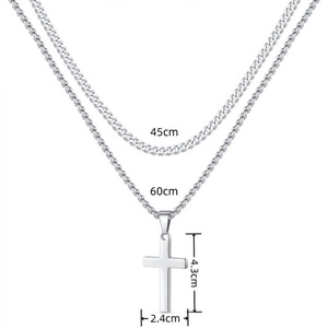 Collier pendentif croix minimaliste en acier inoxydable original, étanche et anti-ternissement, plaqué or 14k 18k pour femmes et hommes - Product Image 4