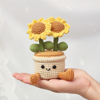 Pot de fleurs en crochet fait main Art Déco, figurine de personnage mignon en tricot, cadeau d'anniversaire pour la décoration d'étagères de bureau ou de chambre
