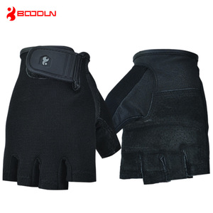 Fitness Gloves <b>Half</b> Finger Leather Breathable Non <b>Slip</b> For Weight Lifting Unisex Black Smlxl - Product Image 4