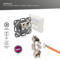 Module réseau RJ45 Cat7 Keystone Jack 10G SFTP, plaque frontale modulaire sans outil en métal plaqué or 50U
