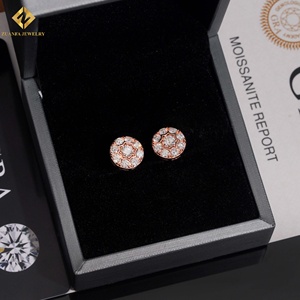 Boucles d'oreilles clous en moissanite, taille brillant rond, motif étoile, argent 925, style classique hip-hop, certifiées GRA, pour homme - Product Image 4