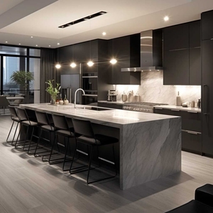 Miễn Phí Thiết Kế Tùy Biến Modular Tủ Bếp Hiện Đại Màu Đen Tủ Bếp Đảo Bảng Set Với Bồn Rửa - Product Image 3