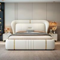 Modernes Soft-Stauraumbett mit Premium-Lederpolsterung Queen/King Size E0-Zertifiziert JUNYUHAO Direktvertrieb ab Werk