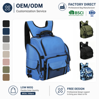Sac de rangement pour équipement de pêche en tissu Oxford imperméable bleu, avec poche zippée pour téléphone, bandoulière, étui professionnel pour matériel de pêche, fabriqué en usine certifiée ISO9001