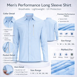 Chemises de pêche pour hommes à manches longues, personnalisées, de haute qualité, brodées, respirantes, légères et offrant une protection UV. - Product Image 2