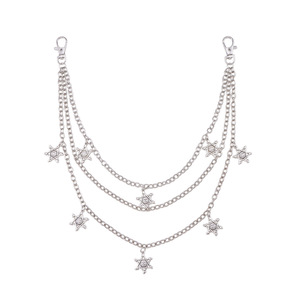 Chaîne de taille multicouche à motif étoile tendance Hip Hop, en métal argenté, style punk, accessoire de ceinture décoratif pour usage quotidien - Product Image 5