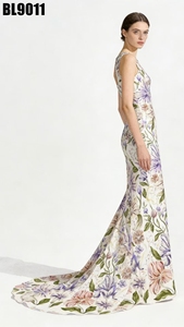 Tissu de soirée brodé de perles et de sequins multicolores de luxe, motif grande fleur en <span class=keywords><strong>maille</strong></span>, collection 2026, pour robes de soirée et tenues de fête, style français - Product Image 5