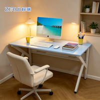 Bureau d'écriture minimaliste pour personnel de bureau, en métal et acier avec pieds en K, table d'ordinateur en bois grainé