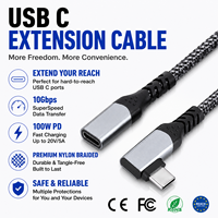 Cable de Extensión USB-C a USB-C LUNG KAY USB 3.1 Gen 2 de 90 Grados, 10Gbps, PD 100W, 5A, E-Marker, Carga Rápida, Extensor de Video 4K