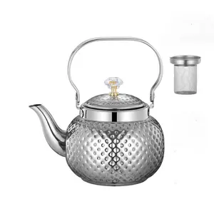 नई झरनी के साथ चाय की केतली Stovetop चाय की केतली क्लासिक चायदानी सीटी बजा स्टेनलेस स्टील चाय के बर्तन उबलते पानी की केतली