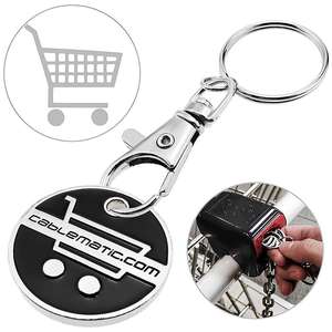 Llavero de metal 2D con diseño personalizado de fábrica, tipo ficha para carrito de supermercado, con bloqueo para carrito 2x2 - Product Image 3