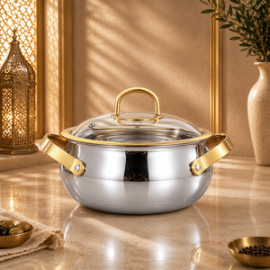 Gold Luxury 304 Stainless Steel Cookwareware Set, Three-layer Steel Design with Glass Lid and <strong>Non</strong> <strong>Stick</strong> <strong>Pot</strong> - Product Image 3