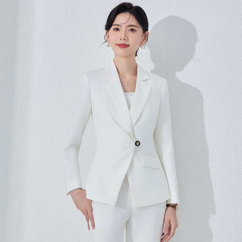 Women's Formal Suit Made Of Spandex/polyester Blend For Autumn Commuting With V-neck And Solid Pattern Regular Fit Work Clothes Women's Formal Suit Made Of Spandex/polyester Blend For Autumn Commuting With V-neck And Solid Pattern Regular Fit Work Clothes