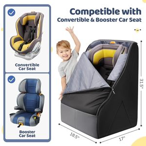 Mochila de almacenamiento para asiento de niño, bolsa de viaje acolchada negra resistente al desgaste para transporte en asiento de coche para bebé - Product Image 3