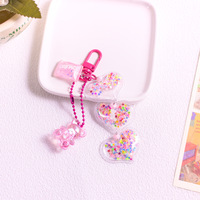 1PC Mignon Porte-clés pour sac, boîte à écouteurs, clés, accessoires, avec motifs dessin animé, paillettes, cœur, animal, bonbon, ours, pour amis et amoureux