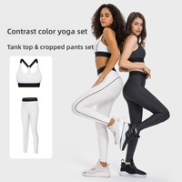 Pantalon de yoga taille haute respirant pour le fitness et le rehaussement des fessiers, ensemble de tenue color-block |   Shishi City Diqian Apparel Co Ltd