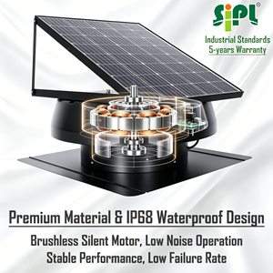 Ventilador <span class=keywords><strong>de</strong></span> Techo Solar <span class=keywords><strong>de</strong></span> 60W con Clasificación IP68, Ventilador <span class=keywords><strong>de</strong></span> Extracción <span class=keywords><strong>de</strong></span> Aire <span class=keywords><strong>de</strong></span> 14 Pulgadas para Áticos, <span class=keywords><strong>de</strong></span> Grado Industrial con Motor <span class=keywords><strong>de</strong></span> Corriente Continua sin Escobillas para Ventilación en Fábricas y Hogares - Product Image 2