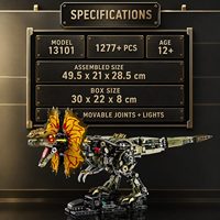 Ensemble de blocs de construction mécaniques Dilophosaurus style MOC personnalisé OEM, jouet pour enfants, modèle technique STEM avec lumières, étiquette privée, présentoir