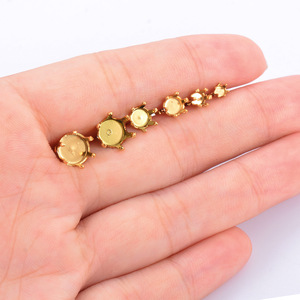 6 Prong Stud <b>Earring</b> Setting with <b>Post</b> | 18K PVD Gold Plated Stainless Steel Claw Base 3mm 4mm 5mm 6mm 7mm DIY Jewelry Making - Product Image 3