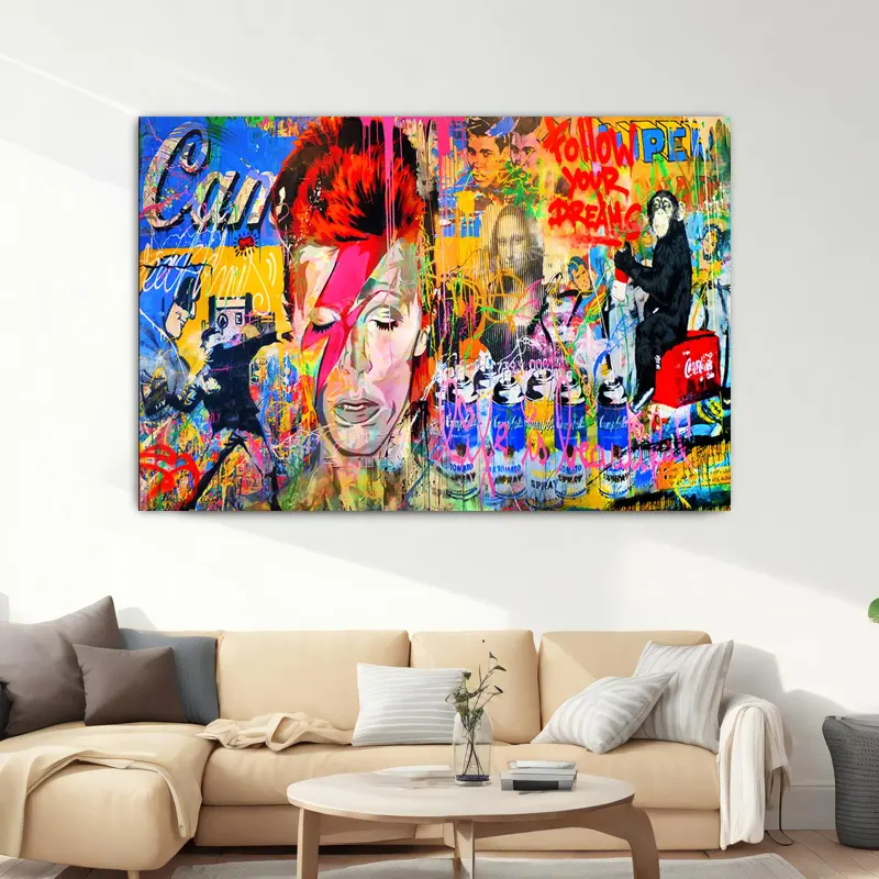 Moderne Poster Graffiti Affen und Frauen Wandkunst Bilder und Druckkunst Poster Leinwand für Zuhause Wohnzimmer Dekor