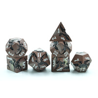 Ensemble de dés polyédriques Dragon en métal dégradé peint en brun en alliage de zinc-Dragon unique 7 pièces Genre de dés