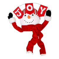 Décoration de visage de bonhomme de neige Joy Banner avec écharpe tricotée rouge et bras relevés pour couronnes de Noël, arbres et présentoirs muraux – Vente en gros personnalisée