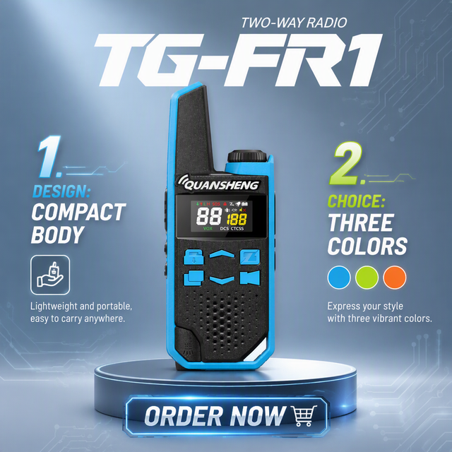 Quansheng TG-FR1 FRS PMR446 License Free Walkie Talkie Type-C Charging VOX NOAA HD Color Display Two Way Radio with Flashlight