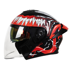 Casco de Motocicleta Abierto con Doble Visera, Ligero, Resistente a Impactos, con Diseño Gráfico, Casco de Seguridad para Motociclismo - Product Image 6