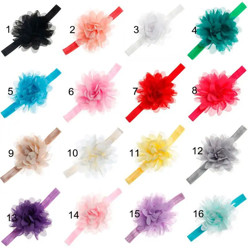 Handgemaakte Chiffon Bloem Kinderen Meisjes Hoofdband Dress Up Baby Haaraccessoires Leuke Elastische Hoofdbanden Hoofddeksels