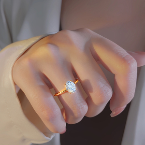 <span class=keywords><strong>Argento</strong></span> <span class=keywords><strong>925</strong></span> <span class=keywords><strong>e</strong></span> oro giallo gioielli VVS Moissanite eternit anello di nozze taglio ovale Bling VVS Moissanite anelli da donna - Product Image 3