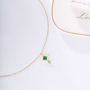 高級ジュエリーゴールドジュエリー18Kナチュラルエメラルドホワイトダイヤモンドエレガントネックレスレディース - Product Image 2