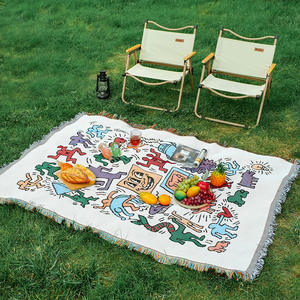 Stile americano Graffiti a prova di umidità <span class=keywords><strong>tovaglia</strong></span> tessuto di lino di cotone ispessito per feste picnic all'aperto con motivi quadrati - Product Image 2