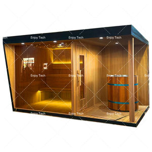 غرفة ساونا خارجية فاخرة للحديقة الخشبية مع غرفة استحمام مصنوعة من الأرز الأحمر الكندي للمنزل مع سخان كهربائي - Product Image 2