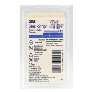Cierres Cutáneos Reforzados 3M Steri-Strip 12mm X 100mm, Cinta Quirúrgica Estéril Sin Látex R1547 - Product Image 1