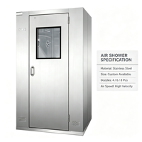 Cabine de douche d'air purifiée à haute efficacité avec filtre HEPA en SUS304 pour laboratoire médical, pharmaceutique, salle blanche industrielle, 1 personne