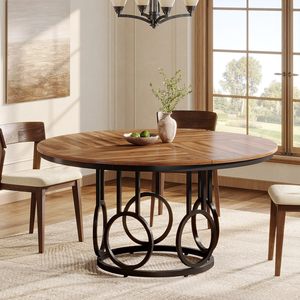 Table à manger ronde en bois SENYU avec pieds en métal, 6 places, mobilier contemporain moderne pour la maison - Product Image 6