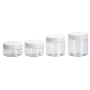 Wholesale 60mm Empty Different Capacity 50ML 60ML 100ML 120ML Cosmetic Cream Pet Plastic Jar With PET Lid