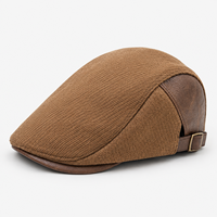 Casquette Gavroche Bicolore Marron Camel Homme Femme, Visière Grainée, Sangle Réglable, Boucle Métallique, Style Décontracté, Vente en Gros
