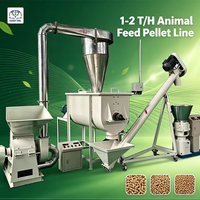 Ligne de production de granulés d'aliments pour volailles, bétail et moutons 1-2T/H pour les petites exploitations agricoles, équipement de fabrication d'aliments pour animaux.
