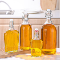 Bouteilles en verre plat transparentes, directement de l'usine, scellées pour jus de fruits faits maison, liqueurs, boissons et enzymes
