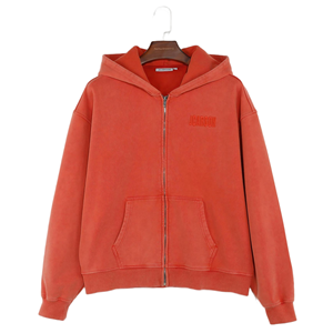 Felpe <span class=keywords><strong>con</strong></span> Zip a Maniche Lunghe in Spugna Personalizzabili <span class=keywords><strong>con</strong></span> Ricamo e Effetto Invecchiato per Uomo - Product Image 1